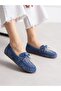 Bohem Denim Blue Embroidered Women's Ballerinas