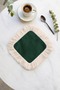 Emerald Sparkling Fringed Stylish Serving Napkin - Natural Bohemian Cream Fringed Green Coffee Tray Napkin - 6