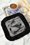 Stylish Black Brushed Textured Fringed Decorative Napkin - Fluid Modern Gray Black Coaster Tissue - 3