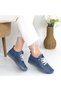 Jiten Blue Leather Lace-Up Sports Shoes - 5