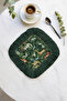 Elegant Jungle Wild Animals Fringed Presentation Napkin - Exotic Green Bohemian Coaster Tissue - 3