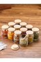 Labeled Wooden Lid 300 ml 12 Jars and 12 Mini Spice Spoons - 24 Piece Spice Set - 4