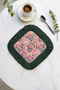 Luxury Flower Garden Fringed Presentation Placemat Tissue - Romantic Bohemian Pink Green Presentation Napkin - 7