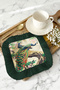 Elegant Peacock Fringed Presentation Napkin-Natural Ethnic Green Gold Color Coaster Serving Tissue - 3
