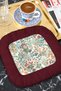 Luxury Floral Garden Fringed Presentation Napkin - Elegant Natural Bohemian Burgundy Designed Coaster Tissue - 4