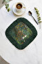Luxurious Floral Garden Art Fringed Presentation Napkin - Natural Spring Eclectic Green Coaster Tissue - 5