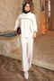 Ecru Hooded Zippered Sweat Cardigan and Pants Set - 2