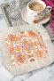 Baroque Motif Fringed Presentation Napkin - Retro-Inspired Orange Beige Design Coaster Tissue - 3