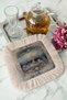 Eye-Catching Tree of Life Fringed Presentation Napkin - Fairytale Ocean Bohemian Blue Cream Coaster Tissue - 4