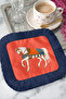 Royal Horse Patterned Fringed Presentation Decoration Handkerchief - Elegant Bohemian Red Navy Blue Coffee Side Napkin - 7