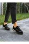 Rosa Black Leather Women's Casual Sports Shoes - 3