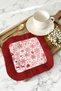 Red Christmas Motif Fringed Presentation Napkin - Winter Themed Bohemian Red and White Coaster Tissue - 3