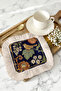 Nostalgic Bird Floral Fringed Presentation Napkin-Traditional Bohemian Navy Blue Coaster Tissue - 8