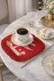 Retro Ciao Bella Fringed Presentation Napkin - Vibrant Modern Red Gold Colored Coaster Tissue - 5