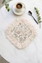Romantic Flower Garden Fringed Presentation Napkin-Pastel Vintage Natural Bohemian Cream Coaster Tissue