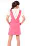 Girl's Crew Neck Basic T-Shirt and Embroidered Printed Salopet Dress with Suspender Pockets - 2-Piece Set - 2