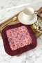 Luxurious Retro Mosaic Fringed Stylish Serving Napkin - Ottoman Colorful Bohemian Burgundy Coffee Table Napkin - 2