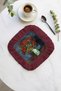 Artistic Floral Arrangement Tasseled Presentation Napkin-Vintage Style Burgundy Rustic Coaster Tissue - 7