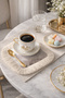 Elegant Opaque Geometric Fringed Bohemian Presentation Napkin - Soft Modern Beige Gray Coaster Tissue - 3