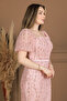 Full Beaded Fabric Square Collar Pencil Dress - Powder - 4