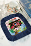 Exotic Luxury Fringed Presentation Napkin - Tropical Bohemian Pink Navy Blue Patterned Coffee Presentation Napkin - 8