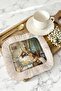 Palace Elegance Fringed Coffee Side Presentation Napkin - Oriental Bohemian Beige Coaster Presentation Handkerchief - 8