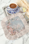 Romantic Floral Fringed Presentation Napkin with Birds - Pastoral Spring Bohemian Powder Coffee Presentation Napkin - 8
