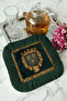 Palace Splendor Fringed Coffee Side Presentation Napkin-French Elegance Classic Green Coaster Tissue - 4