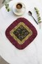 Luxury Vintage Floral Fringed Presentation Napkin - Classic Bohemian Black Gold Burgundy Coaster Tissue - 5