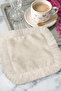 Palace Splendor Fringed Coffee Side Presentation Cocktail Napkin - Elegant Cream Bohemian Beige Coaster Tissue - 6