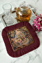 Avant-Garde French Style Fringed Presentation Napkin - Classic Garden Nostalgic Burgundy Coaster Tissue - 2