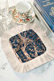 Baroque Luxury Fringed Presentation Napkin - Classic Navy Blue Cream Coaster Tissue with Floral Tree Motif