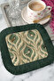 Luxury Gothic Bird Motif Fringed Presentation Napkin - Vintage Avant-Garde Green Coaster Tissue - 4