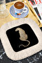 Luxurious Charming Panther Fringed Presentation Napkin - Elegant Safari Bohemian Black Coaster Tissue - 5