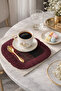 Luxury Panther Fringed Presentation Napkin - Noble Cat Themed Bohemian Burgundy Patterned Coffee Presentation Napkin - 8
