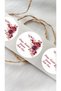 Women's Day Burgundy Flower Round Sticker - 24 Pieces Decoration, Gift, Packaging Sticker Kg8