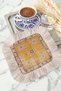 Oriental Palace Motif Fringed Coffee Serving Napkin - Vintage Classic Bohemian Coaster Tissue - 2