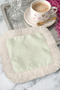 Elegant Leaf Motif Fringed Bohemian Presentation Napkin - Natural Bohemian Green Cream Coaster Tissue - 5