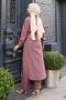 Button Detailed Belted Suit Dusty Rose 19291 - 4