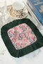 Luxury Flower Garden Fringed Presentation Placemat Tissue - Romantic Bohemian Pink Green Presentation Napkin - 6