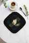 Elegant Swan Motif Fringed Presentation Napkin - Luxury Reflection Themed Dark Black Bohemian Coaster Tissue - 7