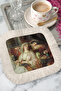 Palace-Inspired Luxurious Fringed Presentation Decoration Handkerchief - Elegant Ottoman Nostalgic Cream Coffee Napkin - 5