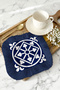 Tile Motif Tasseled Presentation Napkin - Classic Blue Nordic Coaster Tissue Inspired by the Mediterranean