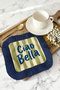 Italian Elegance Fringed Presentation Napkin - Striped Modern Olive Green Navy Blue Coaster Tissue - 7