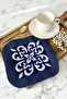 Elegant Tile Motif Fringed Presentation Napkin - Mediterranean Breeze Classic Navy Blue Coaster Tissue - 5