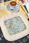 Luxurious Ottoman Motif Fringed Presentation Napkin - Elegant Mediterranean Bohemian Blue Cream Coaster Tissue
