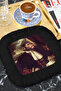 Avant-Garde Portrait Fringed Presentation Napkin - Artistic Eclectic Dark Brown Black Coaster Tissue