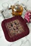 Authentic Motif Fringed Bohemian Presentation Napkin - Classic Bohemian Burgundy Beige Coaster Tissue - 5