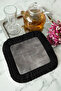 Luxurious Modern Wood Textured Fringed Presentation Napkin - Industrial Rustic Black Coffee Side Presentation Napkin - 5