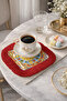Sophisticated Sun Motif Fringed Presentation Napkin - Mediterranean Bohemian Blue Yellow Red Coaster Napkin - 5